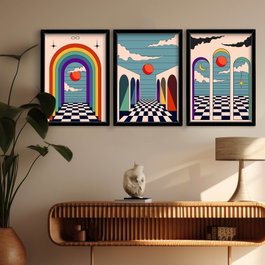 Wallity Cuadro Decorativo Enmarcado en MDF Multicolor (3 piezas)